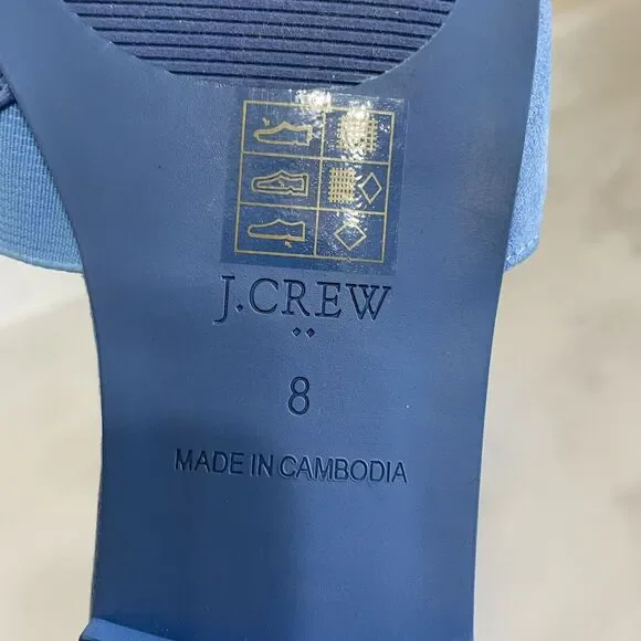 J. CREW Microsuede Single Strap Slide Sandals Women’s 8 Peri Blue Flat Shoe NEW - Picture 7 of 8